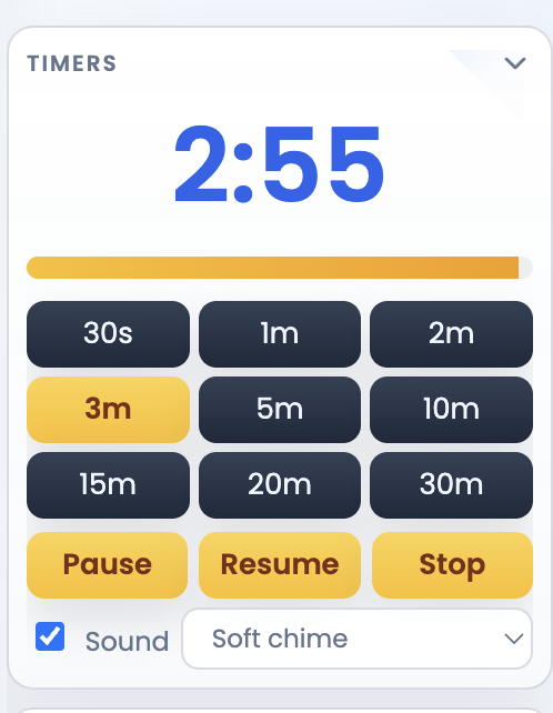 PRISM timers screenshot